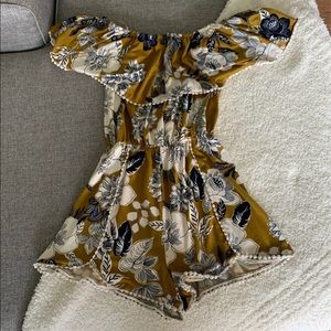 Mustard yellow floral romper